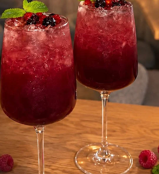 Malinový miešaný drink s lesným ovocím